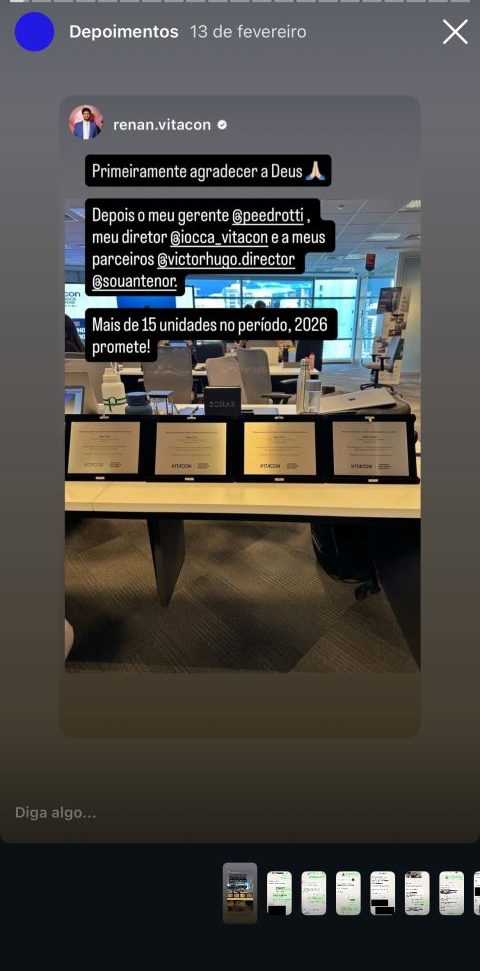 Story de corretor comemorando mais de 15 unidades vendidas no período em anúncios de incorporadora.