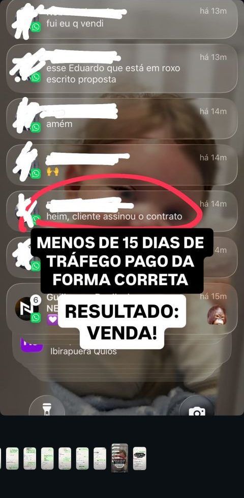 Story sobre venda fechada em menos de 15 dias de tráfego pago imobiliário.